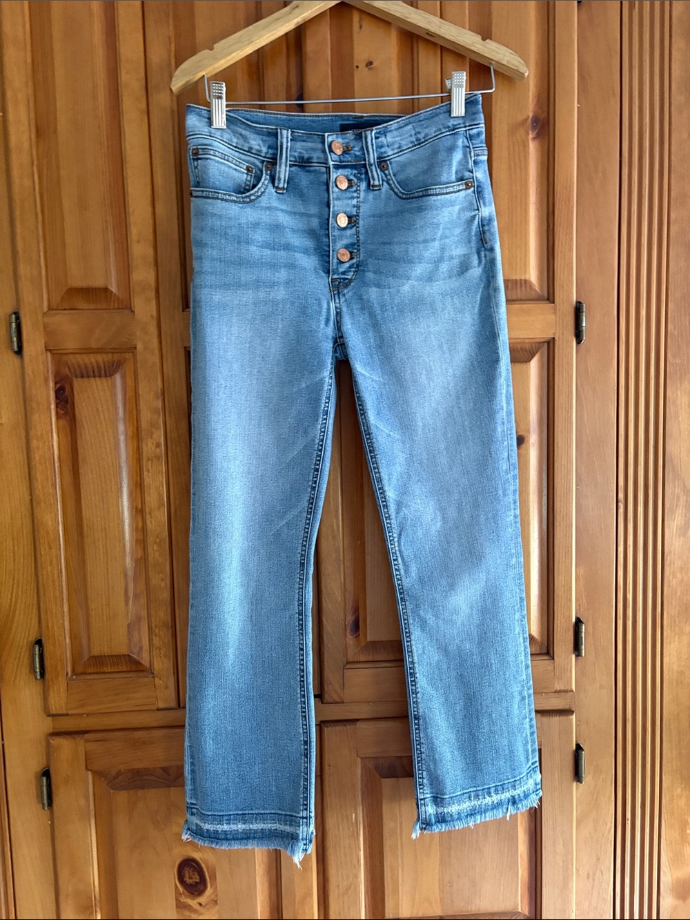 J. Crew Light Wash Button-Fly Demi boot crop Jeans